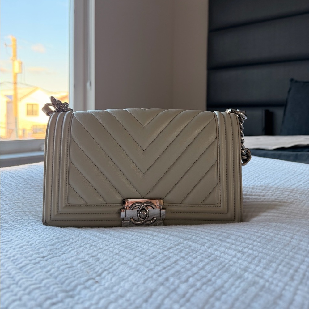 Chanel Beige LeBoy Chevron Bag